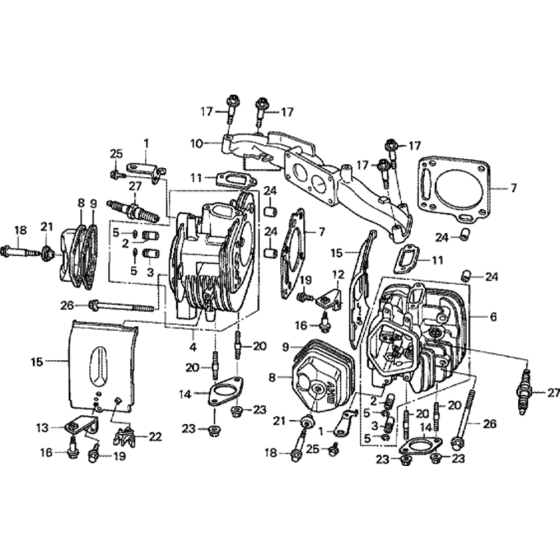 Cylinder Head Assembly for Honda GXV670 (GJAH) Engines.