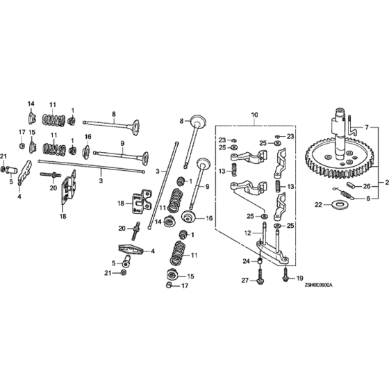 Camshaft Assembly for Honda GXV670U (GJAHK) Engines.