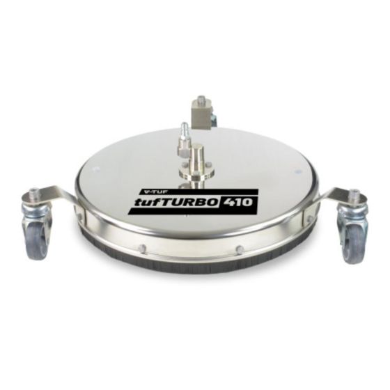 V-Tuf 410mm 275bar 150degC Stainless Steel Surface Cleaner - Male 1/4" Female Bsp Inlet With Wheels - V-TUF Pressure Washer Parts - H1.005TT