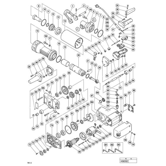 Main Assembly for Hikoki H90SC Hammer Drill