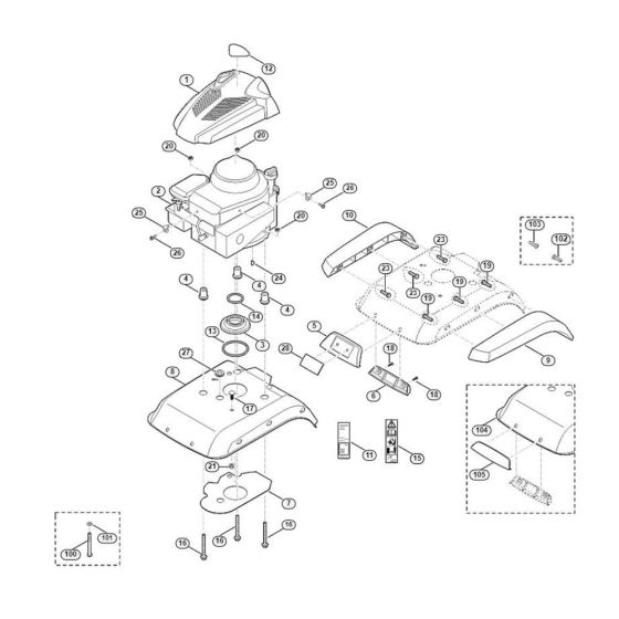 Motor/ Engine Cover Assembly  for Stihl/ Viking HB 445.0 R HB Tillers