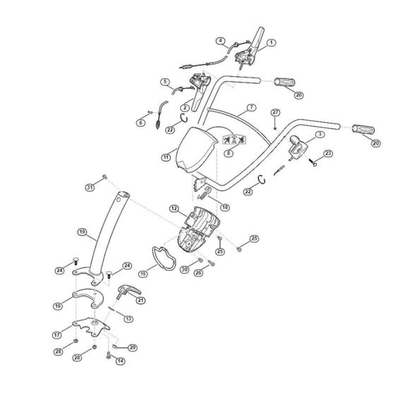 Handle Assembly  for Stihl/ Viking HB 445.1 R HB Tillers