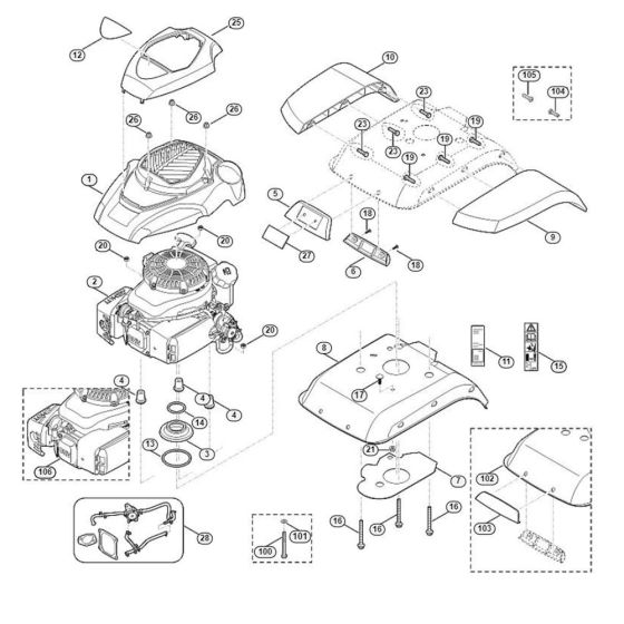 Motor/ Engine Cover Assembly  for Stihl/ Viking HB 560.0 HB Tillers