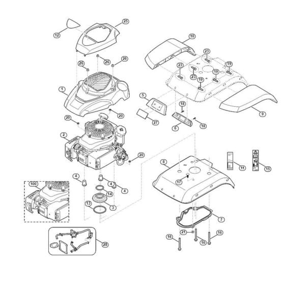 Motor/ Engine Cover Assembly  for Stihl/ Viking HB 560.1 HB Tillers