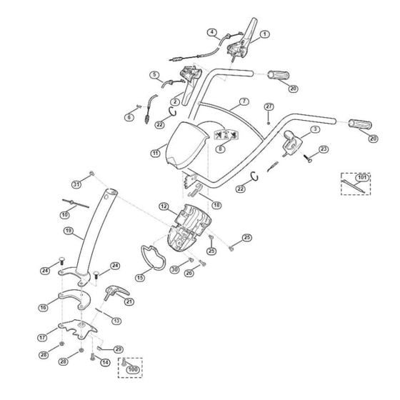 Handle Assembly  for Stihl/ Viking HB 585.0 HB Tillers