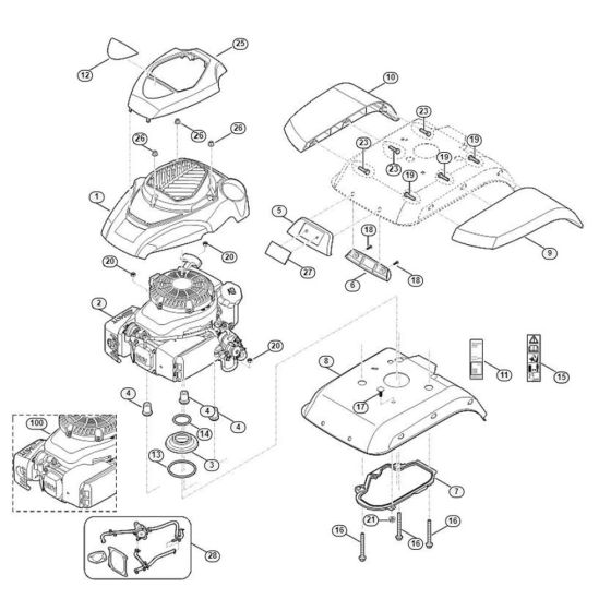 Motor/ Engine Cover Assembly for Stihl/ Viking HB 585.1 HB Tillers