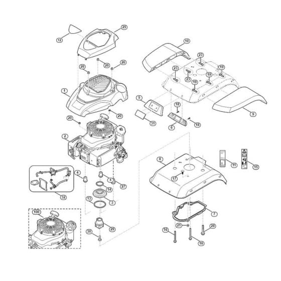 Motor/ Engine Cover for Stihl/ Viking HB 685.1 HB Tillers