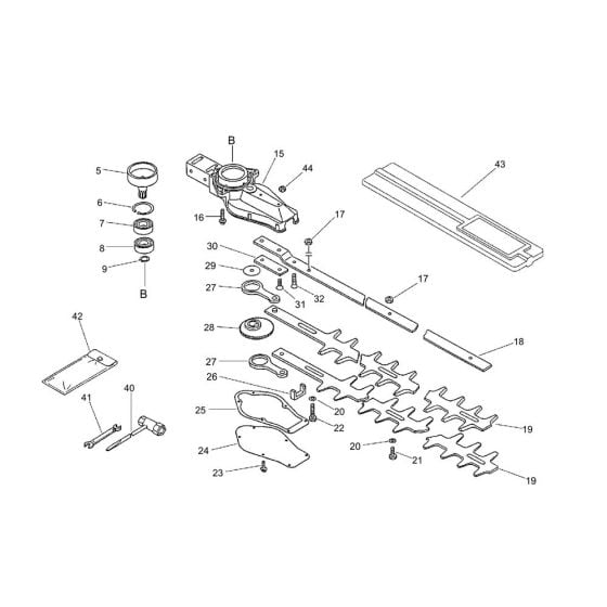 Gear Case, Cutter, Tools (S/N 114000 and before) for ECHO HC-1500 Hedgetrimmer