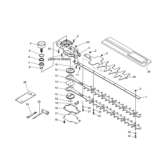 Gear Case, Cutter, Tools (S/N 200000 to 35501400) for ECHO HC-1500 Hedgetrimmer