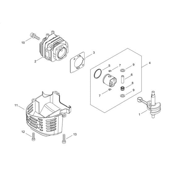 Cylinder, Piston, Crankshaft for ECHO HC-1501 Hedgetrimmer