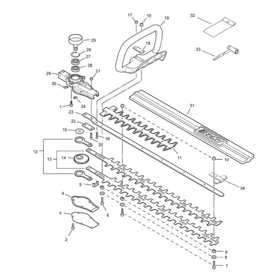 Gear Case, Cutter for ECHO HC-155ES Hedgetrimmer