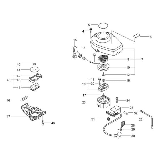 Starter, Magneto, Clutch (S/N 36008411 and after) for ECHO HC-1600 Hedgetrimmer