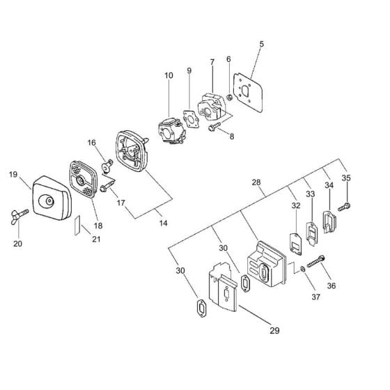 Air Cleaner, Muffler (S/N 36008411 and after) for ECHO HC-1600 Hedgetrimmer