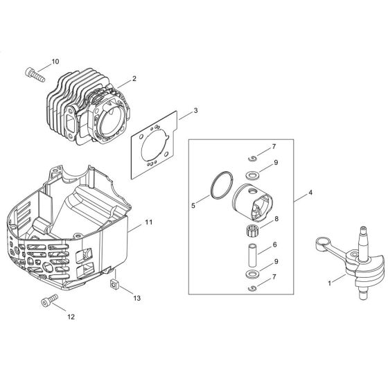 Cylinder, Piston, Crankshaft for ECHO HC-2020 Hedgetrimmer