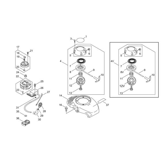 Starter, Magneto, Clutch for ECHO HC-30ES Hedgetrimmer