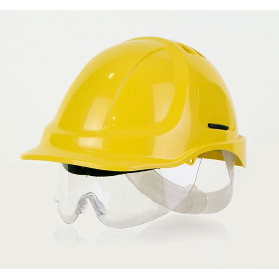 Scott HC600 Vented Safety Helmet C/W HXSpec Eye shield EN166 Grade B Yellow