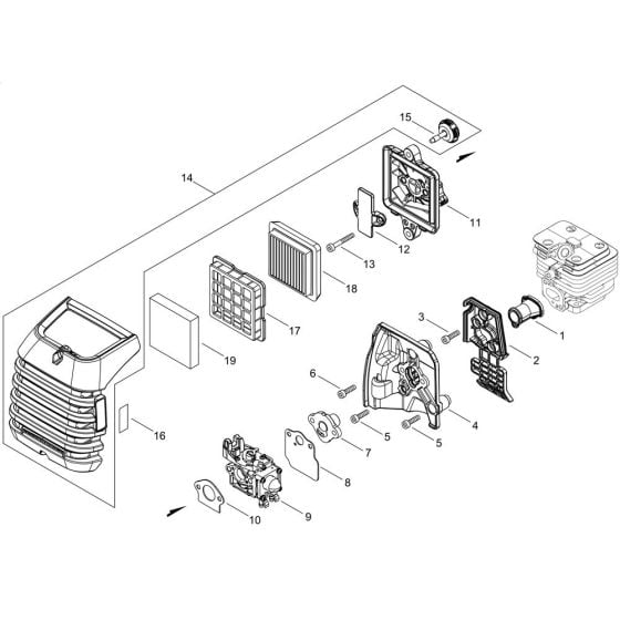 Air Cleaner, Carburettor for ECHO HCA-2620ES-HD Hedgetrimmer