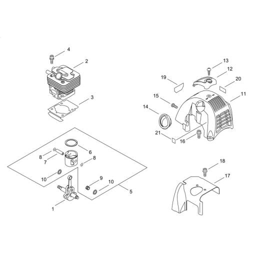 Cylinder, Piston, Crankshaft for ECHO HCA-265ES-HD Hedgetrimmer