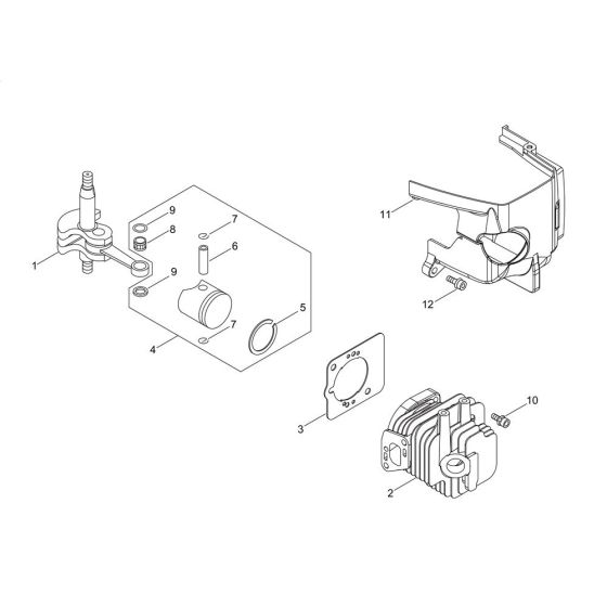 Cylinder, Piston, Crankshaft for ECHO HCR-171ES Hedgetrimmer