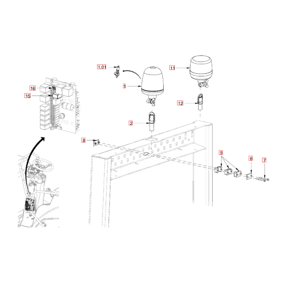 Rotary Beacon for Hamm Rollers
