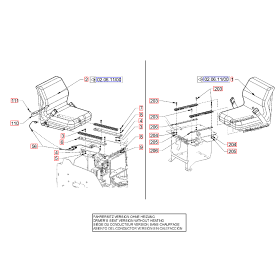 Operators Seat for Hamm Rollers