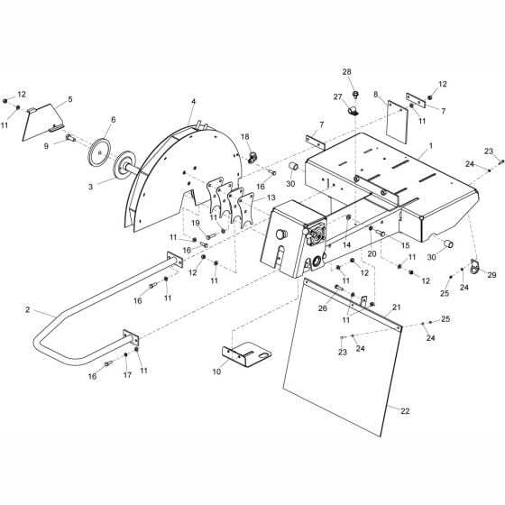 Handle & Blade Guard Assembly for Altrad Belle MS500 Bench Saw