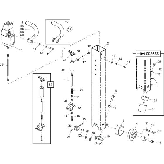 Handle Assembly for Altrad Belle RPC60 Reversible Plate (from SN 093554)