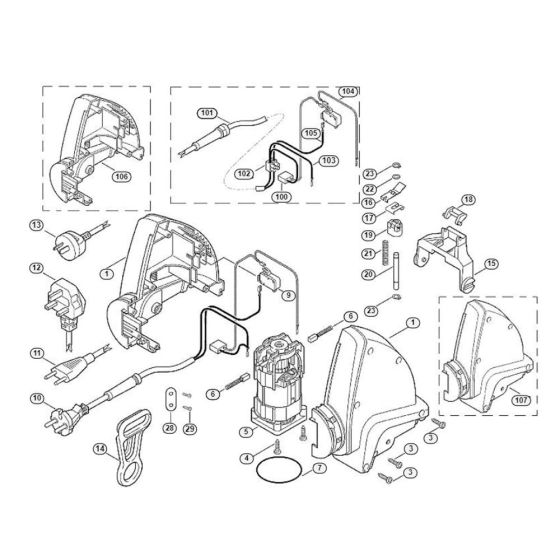 Housing, Electric Motor Assembly  for Stihl/ Viking HE 500 Electric Hedge Trimmers