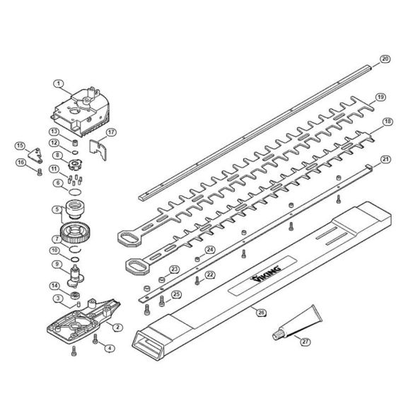 Gear Box, Cutting Bar Assembly  for Stihl/ Viking HE 550 Electric Hedge Trimmers