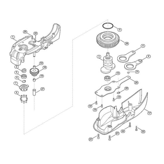 Reduction Gear Unit Assembly  for Stihl/ Viking HE 615 Electric Hedge Trimmers