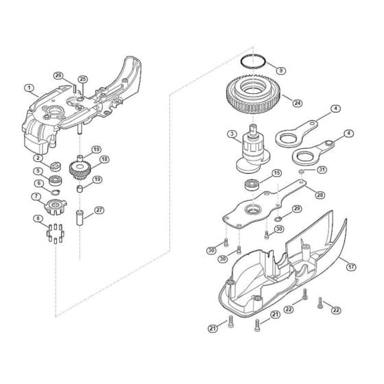 Reduction Gear Unit Assembly  for Stihl/ Viking HE 715 Electric Hedge Trimmers