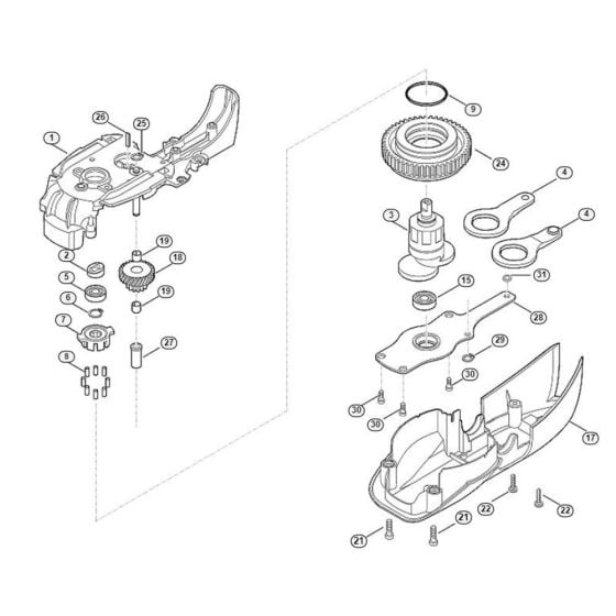 Reduction Gear Unit Assembly  for Stihl/ Viking HE 805 Electric Hedge Trimmers