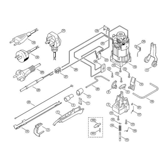 Electric Motor, Switching System Assembly  for Stihl/ Viking HE 805 Electric Hedge Trimmers