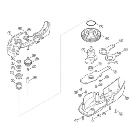 Reduction Gear Unit Assembly  for Stihl/ Viking HE 815 Electric Hedge Trimmers