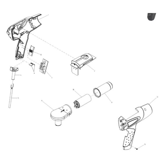 Makita HG551V Heat Gun Assembly
