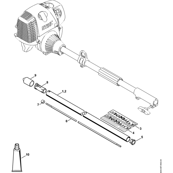 Drive tube assembly for Stihl HL-KM 0 Degree KombiTool