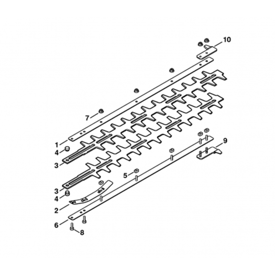 Blade 0 degree, 30 degree, 0 degree - 90 degree (24.2005)  Assembly for Stihl HL100 Long Reach Hedgetrimmers