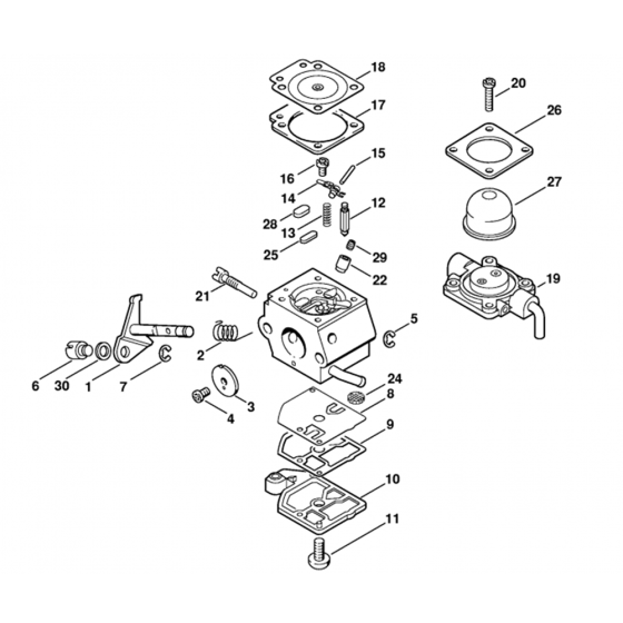 Carburetor C1Q-S53 (27.2001) Assembly for Stihl HL45 Long Reach Hedgetrimmers