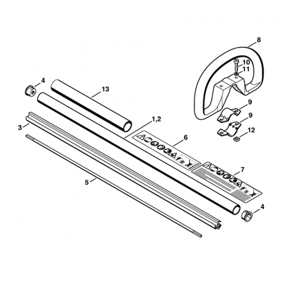 Drive Tube Assembly, Loop Handle Assembly for Stihl HL45 Long Reach Hedgetrimmers