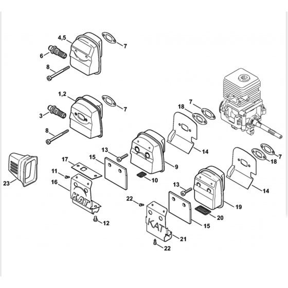 Muffler Assembly for Stihl HL45 Long Reach Hedgetrimmers