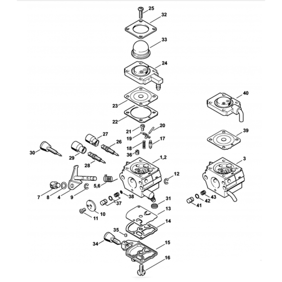 Carburetor C1Q-S186, C1Q-S153, C1Q-S97 Assembly for Stihl HL45 Long Reach Hedgetrimmers