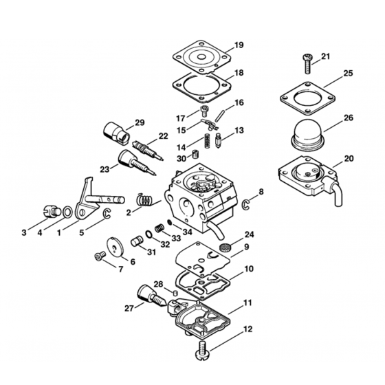 Carburetor C1Q-S71 (25.2004) Assembly for Stihl HL45 Long Reach Hedgetrimmers