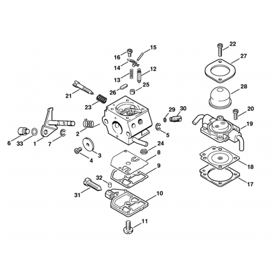 Carburetor C1Q-S28, C1Q-S41 ⇥ 1 42 812 153 (21.1999) Assembly for Stihl HL75 Long Reach Hedgetrimmers