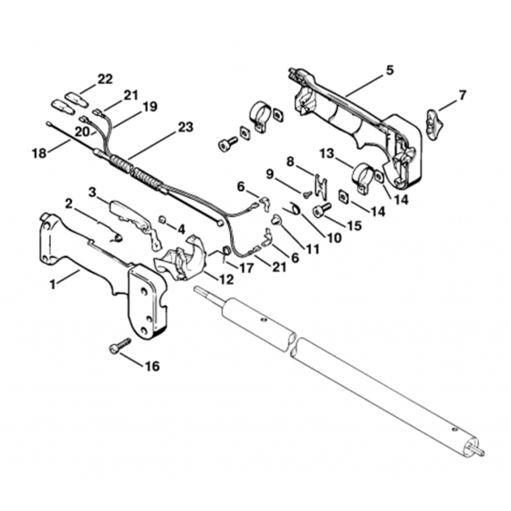 Handle ⇥ X 36 959 794 (37.1997) Assembly for Stihl HL75 Long Reach Hedgetrimmers