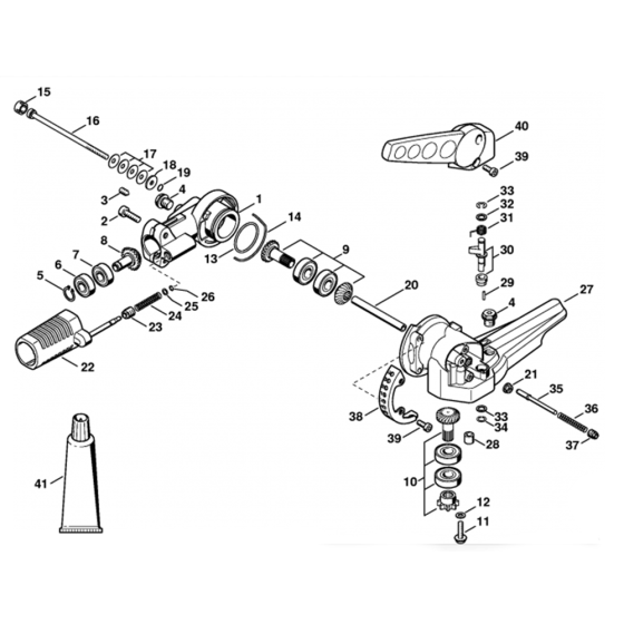 Angle Drive, Adjustable Thru 135 degree Assembly for Stihl HL75 Long Reach Hedgetrimmers