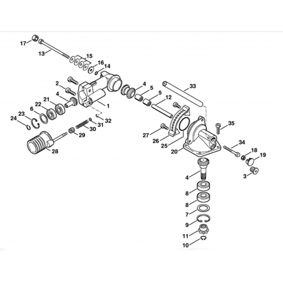 Angle Drive 0 degree - 90 degree (24.2005) Assembly for Stihl HL75 Long Reach Hedgetrimmers