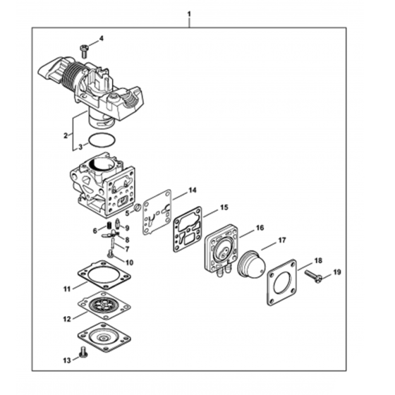 Carburetor 4149/02 from Serial number 514501824 Assembly for Stihl HL91K Long Reach Hedgetrimmers