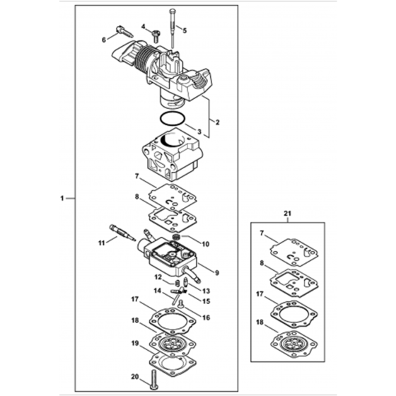 Carburetor RC2-S243 up to Serial Number 515517923  Assembly for Stihl HL94 Long Reach Hedgetrimmers