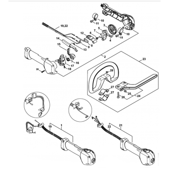 Control Handle Assembly for Stihl HL94 Long Reach Hedgetrimmers