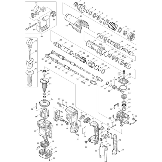 Main Assembly for Makita HM0871C Demolition Hammer Drill